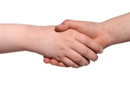 Kids shaking hands