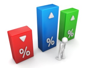 Indicators series (3d character isolated and percentage graph bars)