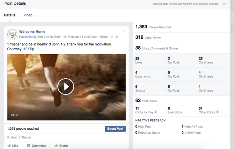 Successful Welcome Home Facebook Post